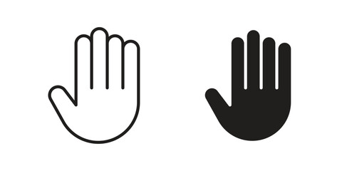 Obraz premium Hand icons in line art and flat black clipart design style