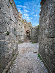 High Resolution Sharp Details of Trajan Temple Corridor built by Romans under Emperor Trajan in Pergamon
