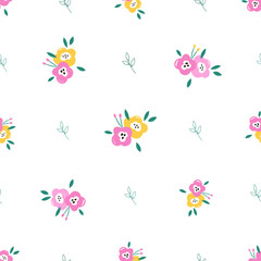 Whimsical Floral Garden Seamless Pattern for Birthday and Baby Shower Stationary Design