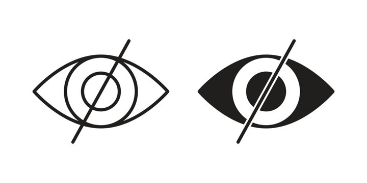 Hide icons in line art and flat black clipart design style