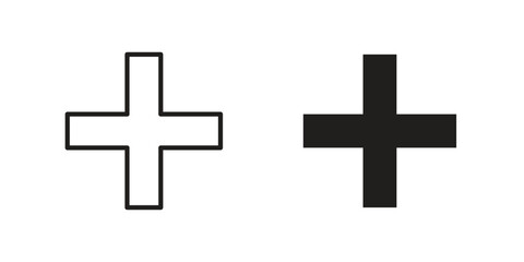 Fototapeta premium Hospital signs in line art and flat black clipart design style