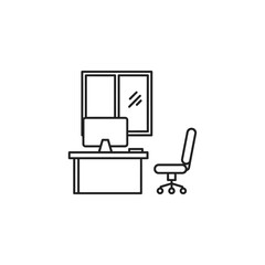 Obraz premium Modern Office Workspace with Computer and Office Chair for Business Environment