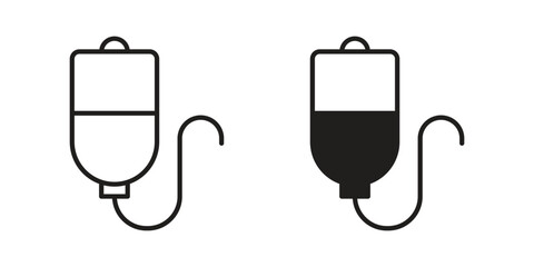 Obraz premium IV bag icons in line art and flat black clipart design style