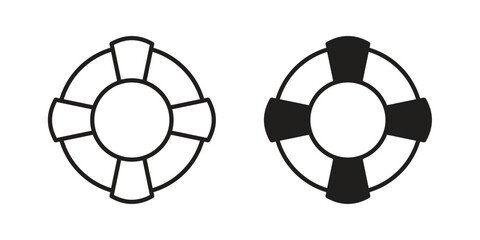Life buoy icons in line art and flat black clipart design style © iconic
