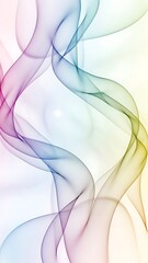 Colorful smoke waves flowing gently in pastel shades of pink blue green and yellow on white