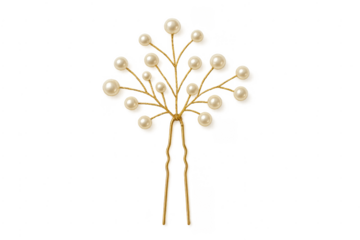 Elegant pearl hair pin accessory on transparent background