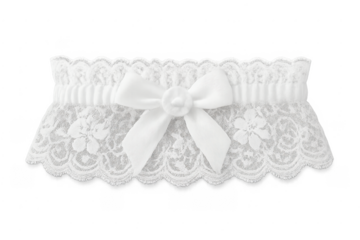 White lace bridal garter with delicate bow