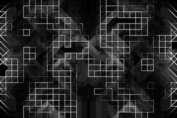 抽象的と幾何学的の要素がありグリッドや直線、曲線の模様でモノクロの白、黒、灰の色でペイントしてデザインした背景、壁紙、テクスチャ