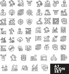 Industrial icons set including manufacturing and technology symbols  industrial icons set including manufacturing and technology symbols for business and industry