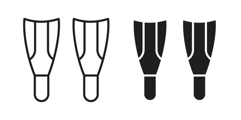 Scuba diving icons in line art and flat black clipart design style © iconic