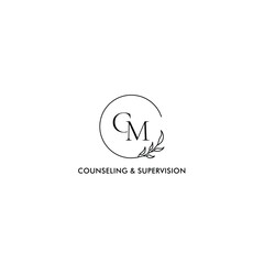 Custom CM / MC Monogram &ndash; Feminine Botanical Vector Logo