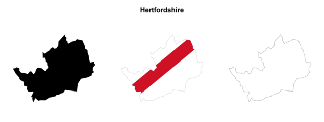 Transparent Hertfordshire outline map set