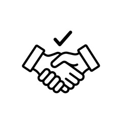 Obraz premium Collaborative Business Handshake Icon with Checkmark for Agreement or Partnership