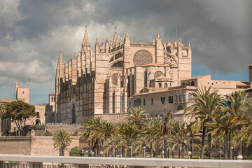 Palma de Santa Maria Cathedral of Palma, or La Seu, in the Mediterranean city of Palma de Mallorca Spain