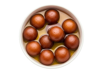 gulab jamun in syrup bowl top view round indian dessert caramel glaze