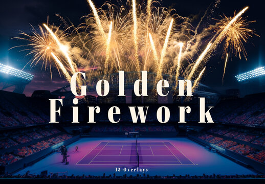 15 Golden Firework With Glowing Light Trails Overlay
