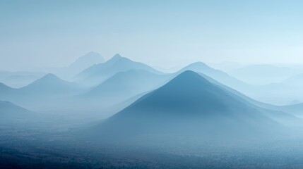 Blurred African Mountain Landscape with Misty Blue Tones