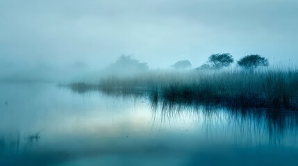 Obraz premium Blurred African Wetlands Background with Blue Teal Gradients