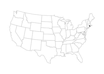 Fototapeta premium Rhode_Island_Locator_Map_A4.svg Rhode Island (RI) State Location Map - Vector A4 Locator Highlight - Black State on Continental US Outline - Transparent Background SVG for Business & Education