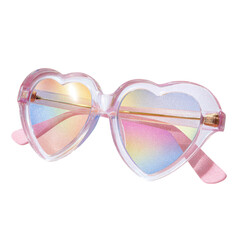 Heart-shaped glasses are designed with a soft neon glow and chrome finish
