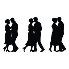 Silhouettes of dancing couples