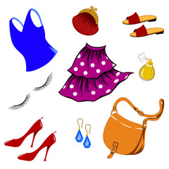 Vector illustration of a set of women's toiletry items as elements for your design.
