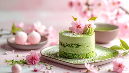 春を感じる抹茶と桜の和風スイーツ