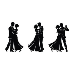 Couples dancing in graceful poses