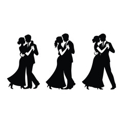 Silhouettes of dancing couples