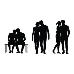 Silhouettes of couples in intimate moments