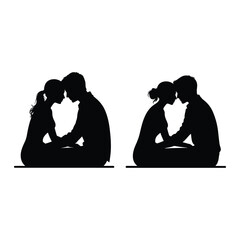 Silhouettes of couples embracing