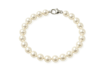 Fototapeta premium Pearl bracelet with silver clasp on transparent background