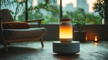 Sleek Reusable Bottles In a Modern Container Holder With Minimalist Background and Bright Soft Lighting