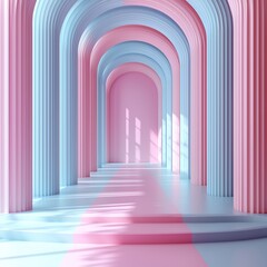 Soft and Vibrant Three Dimensional Scene Featuring Artistic Pastel Shapes and Minimal Styling Suited for Promotional Banners and Product Templates