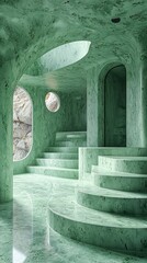 Soft Three Dimensional Illustration Featuring a Calm Pastel Green Background With Clean Shapes Ideal for Product Promotions or Artistic Branding Templates