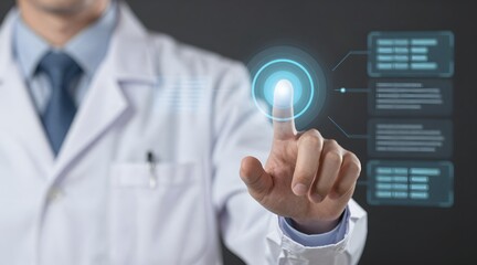 Physician interacts with a touch screen display in a medical setting