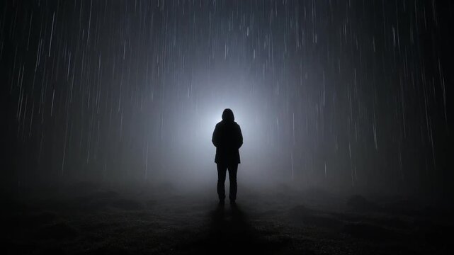 Silhouette figure in atmospheric light