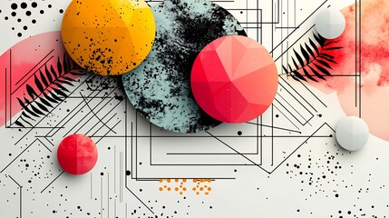 Stylish Geometric Layout With Abstract Elements and Pastel Colour Palette Creating a Visually Appealing Promotional Graphic for Modern Design Use