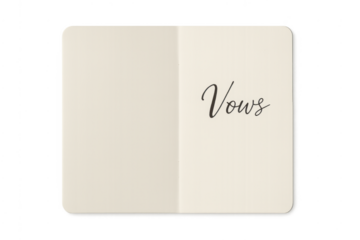 Wedding vows notebook on transparent background