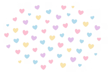 Falling pastel hearts pattern on transparent background