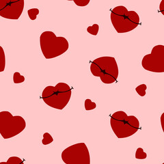 A seamless pattern of smiling hearts on a pink background. Perfect for decorating fabric, wrapping paper, cards, and more, for Valentine's Day and just because.
