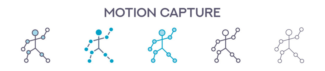 Motion Capture Element For Design Graphic - Multi Styles. Vector Illustration Of Two Colored And Black. Multiple Icons Designs Can Be Used For Mobile, Ui, Web 