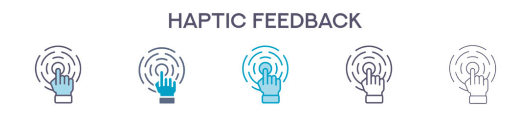 Haptic Feedback Element For Design Graphic - Multi Styles. Vector Illustration Of Two Colored And Black. Multiple Icons Designs Can Be Used For Mobile, Ui, Web 