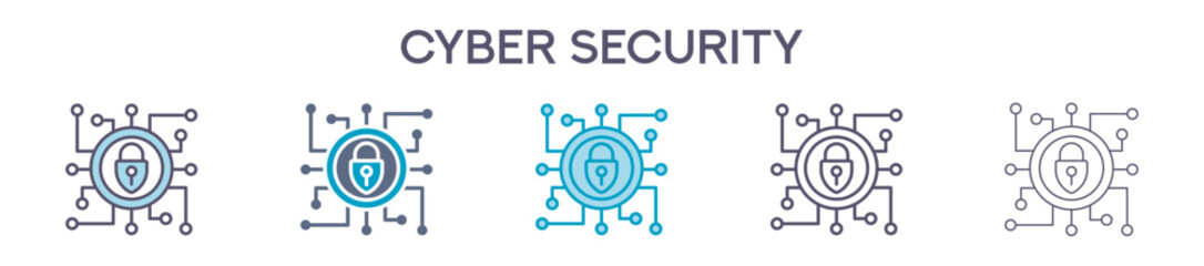 Cyber Security Element For Design Graphic - Multi Styles. Vector Illustration Of Two Colored And Black. Multiple Icons Designs Can Be Used For Mobile, Ui, Web 