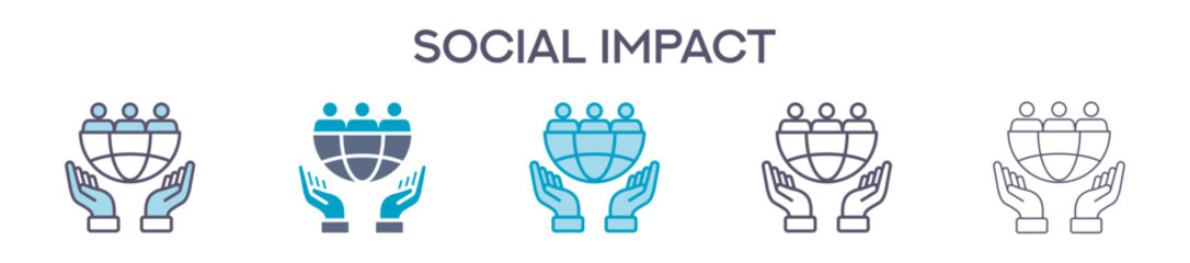 Social Impact Element For Design Graphic - Multi Styles. Vector Illustration Of Two Colored And Black. Multiple Icons Designs Can Be Used For Mobile, Ui, Web 