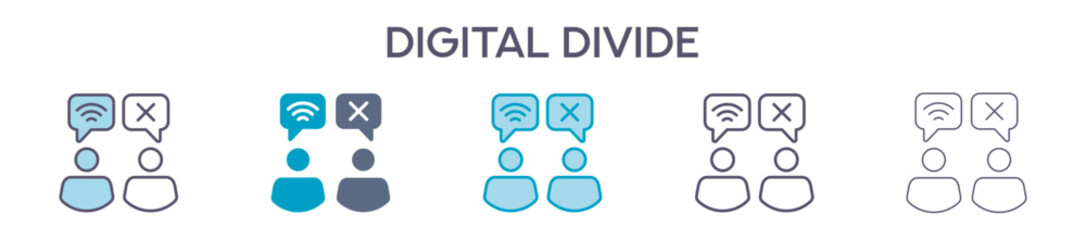Digital Divide Element For Design Graphic - Multi Styles. Vector Illustration Of Two Colored And Black. Multiple Icons Designs Can Be Used For Mobile, Ui, Web 