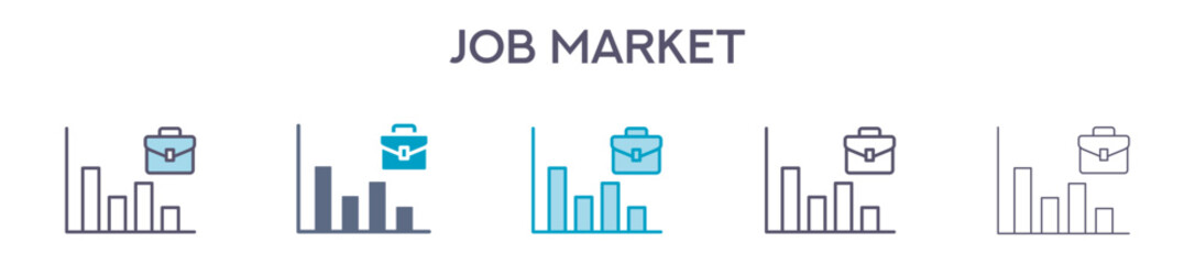 Job Market Element For Design Graphic - Multi Styles. Vector Illustration Of Two Colored And Black. Multiple Icons Designs Can Be Used For Mobile, Ui, Web 