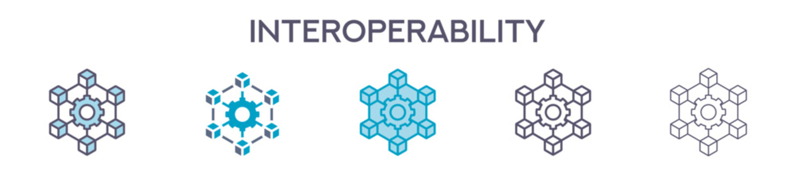 Interoperability Element For Design Graphic - Multi Styles. Vector Illustration Of Two Colored And Black. Multiple Icons Designs Can Be Used For Mobile, Ui, Web 