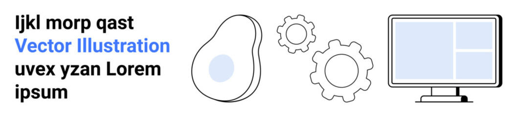 Technology, mechanics, digital processes, innovation, system design, user interface. Abstract elements including gears, screen and organic form. Technology and mechanics concept