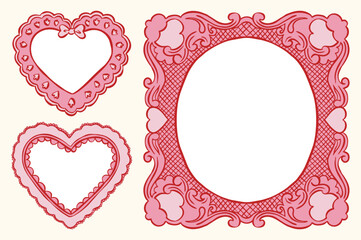 Sketch style vector love frames collection. Art for greeting cards, wedding invitations, poster design, postcards.